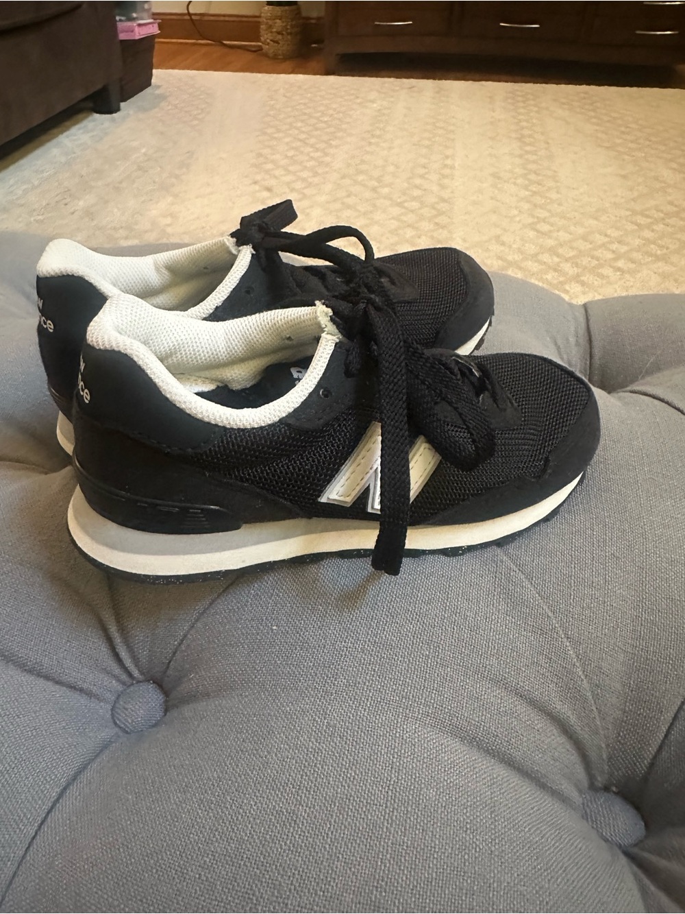 New Balance Kids Black and White Athletic Sneakers